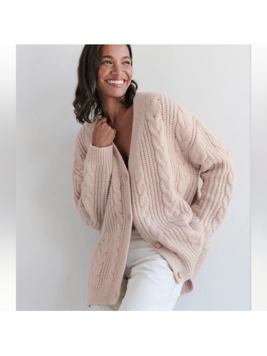 Jenni Kayne Sweaters - Jenni Kayne Cable‎ Cocoon Cardigan Blush Oversized XL GUC